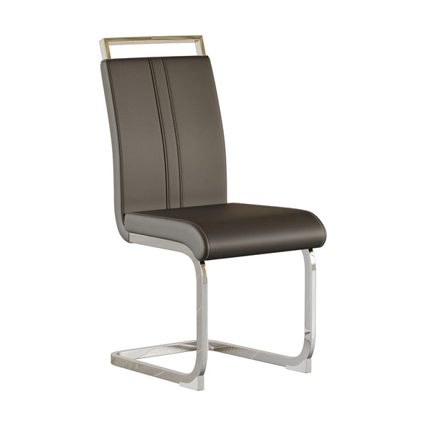 English Elm Modern High Back Pu Leather Dining Chairs Set of 4 with Chrome C Legs Cushioned Grey W2189S00828