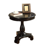 English Elm Rene Round Wood Pedestal Side Table, Black