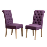 English Elm Habit Solid Wood Tufted Parsons Dining Chair, Set Of 2, Purple