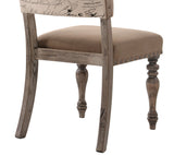 English Elm Birmingham Script Printed Driftwood Finish Dining Chair With Nail Head, Set Of 2