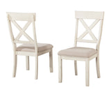 English Elm Prato Wood Cross Back Upholstered Dining Chairs, Set Of 2, Antique White