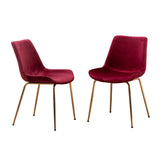 English Elm Aufurr Modern Velvet Dining Chair, Set Of 2, Red