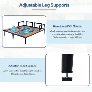 English Elm TOPMAX Modern Outdoor Daybed 2-in-1 Convertible Patio Chaise with Acacia Wood Side Tables, Washable Cushions, Sturdy Iron Frame Gray SP100013AAE
