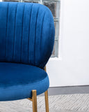 English Elm Amoa Contemporary Velvet Upholstery Dining Chair, Blue