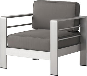 English Elm Christopher Knight Home® - CAPE Coral MP2 Club Chair Grey+Silver — Weatherproof Aluminum Frame, 6" Foam Cushions, 400lb Capacity N775P361604S