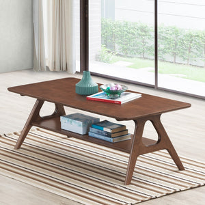 English Elm Arona Mid-Century Modern Wood Coffee Table With Shelf