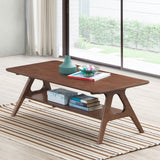 Mid-Century Modern Wood Coffee Table, Walnut Finish, Shelf | Assembly Required