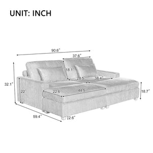 English Elm 90'' Square Arm Sofa With Removable Back Cushions and 2 Pillows,Couch For Living Room, Office, Apartment