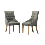 English Elm Grey Button Tufted Solid Wood Wingback Hostess Chairs With Nail Heads Set Of 2