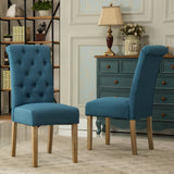 English Elm Habit Solid Wood Tufted Parsons Dining Chair, Set Of 2, Blue