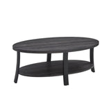 English Elm Anze Contemporary Oval Wood Shelf Coffee Table In Charcoal Finish