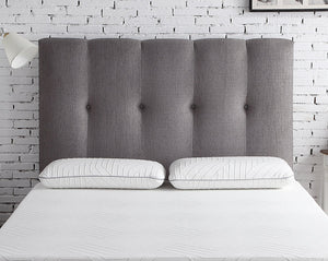 English Elm Bridgevine Tufted Upholstered Headboard Queen Grey with Nailhead Trim, Easy-Clean Polyester, Chic Finish B108P163874