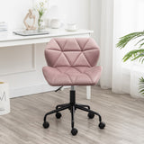 Eldon Diamond Tufted Velvet Swivel Office Chair in Mauve - Adjustable & Comfortable