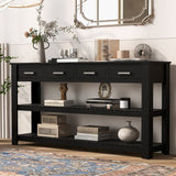 Hearth and Haven U_Style Stylish Entryway Console Table with 4 Drawers and 2 Shelves, Suitable For Entryways, Living Rooms. WF319384AAB