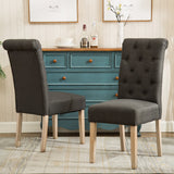 Habit Wood Tufted Dining Chairs, Set of 2, Charcoal - Royalty Style