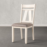 French Country Dining Chairs, Set of 2 - Off White/Gray Upholstery - Elegant & Comfortable