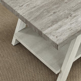 English Elm Athens Contemporary Two-Tone Wood Shelf Side Table In Weathered Gray and Beige