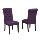 English Elm Leviton Solid Wood Tufted Asons Dining Chair, Set Of 2, Purple