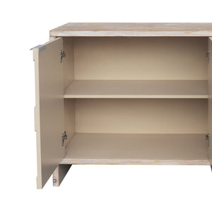English Elm Accent Farmhouse Sideboard with Fluted Doors Natural Wood Wash Finish Dining Storage W1435P151555