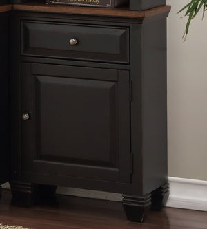 English Elm Right Right Pier Cabinet Heirloom Black, Fully Assembled Bookshelf Pier with Drawer, Door, Shelf B108P163861
