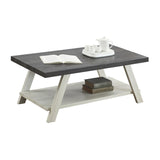 English Elm Athens Contemporary Two-Tone Wood Shelf Coffee Table In Weathered Charcoal and Beige