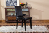 English Elm Urban Style Solid Wood Leatherette Padded Parson Chair, Black, Set Of 2