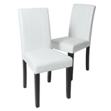 English Elm Urban Style Solid Wood Leatherette Padded Parson Chair, White, Set Of 2