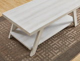 English Elm Athens Contemporary Wood Shelf Coffee Table In White Finish