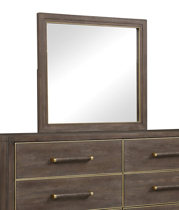 English Elm Mirror, Sandblasted Walnut 29" - Fully Assembled Mitered Frame, Walnut Solids & Veneers for Entryway Elegance B108P163875