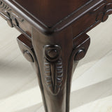 English Elm Traditional Ornate Detailing Dark Cherry Finish Wood End Table