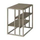 Modern Metal Frame Wood Chairside Table with Shelf, 16