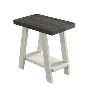 English Elm Athens Contemporary Two-Tone Wood Shelf Side Table In Weathered Charcoal and Beige