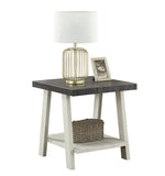 English Elm Athens Contemporary Two-Tone Wood Shelf End Table In Weathered Charcoal and Beige