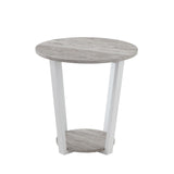 English Elm Elysian Contemporary Round End Table With Shelf, Gray