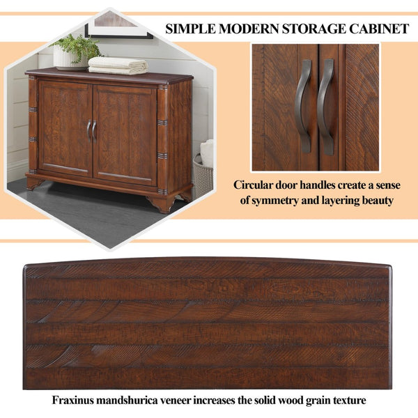 English Elm 40" Retro Console Table with Dual Cabinet Storage Pine Frame Entryway Foyer Light Espresso W1202P146346