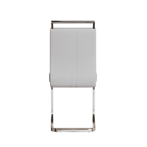 English Elm Modern High Back Pu Leather Dining Chairs Set of 4 with Chrome C Legs Cushioned White W2189S00815