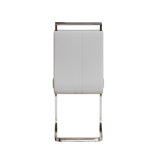 English Elm Modern High Back Pu Leather Dining Chairs Set of 4 with Chrome C Legs Cushioned White W2189S00815