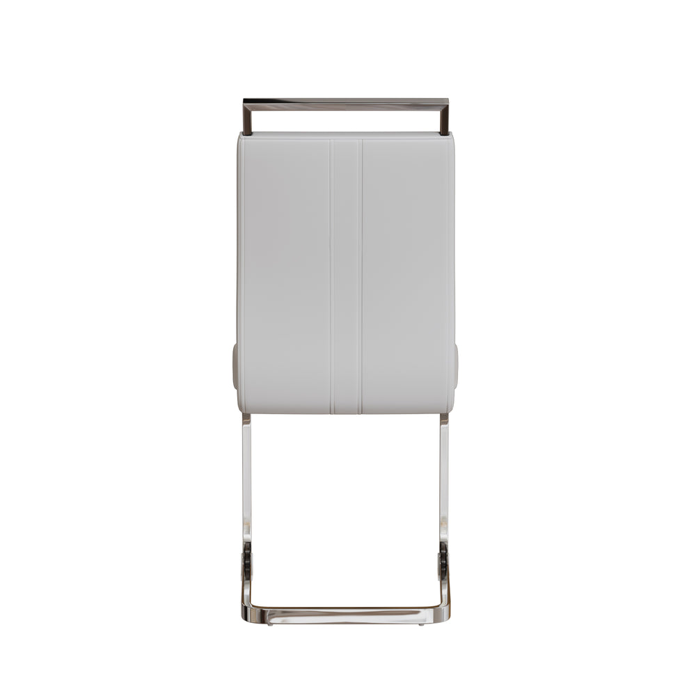 English Elm Modern Dining Chairs Set Of 2 - White Pu Faux Leather Upholstered With C-Shaped Metal Legs, Ergonomic Comfort W2189133291