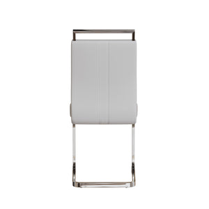 English Elm Modern Dining Chairs Set Of 2 - White Pu Faux Leather Upholstered With C-Shaped Metal Legs, Ergonomic Comfort W2189133291