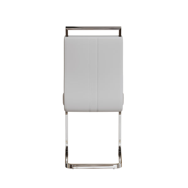 English Elm Modern Dining Chairs Set Of 2 - White Pu Faux Leather Upholstered With C-Shaped Metal Legs, Ergonomic Comfort W2189133291