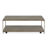 English Elm Corbeta Metal Frame Wood Living Room Coffee Table With Casters