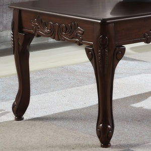 English Elm Traditional Ornate Detailing Dark Cherry Finish Wood Coffee Table