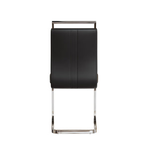 English Elm Modern High Back Pu Leather Dining Chairs Set of 4 with Chrome C Legs Cushioned Black W2189S00818