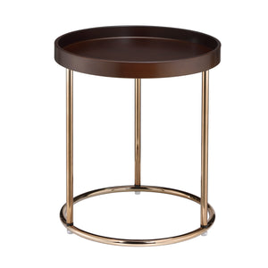 English Elm Genoa Round Tray Table With Metal Frame, Espresso