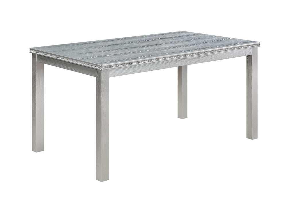 English Elm 6 Piece Wooden Dining Set For 6 - Elegant Silver Grey Table With 4 Cushioned Chairs & Bench W1998S00045