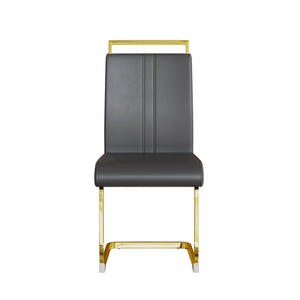 English Elm Modern High Back Pu Leather Dining Chairs Set of 4 with Chrome C Legs Cushioned W2189S00819