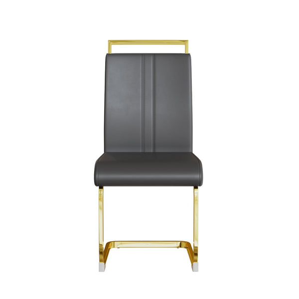 English Elm Modern High Back Pu Leather Dining Chairs Set of 4 with Chrome C Legs Cushioned W2189S00819