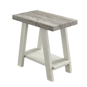 English Elm Athens Contemporary Two-Tone Wood Shelf Side Table In Weathered Gray and Beige