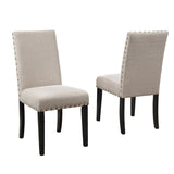 English Elm Biony Fabric Dining Chairs With Nailhead Trim, Set Of 2, Tan