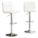 English Elm Swivel Faux Leather Adjustable Hydraulic Bar Stool, Set Of 2, White